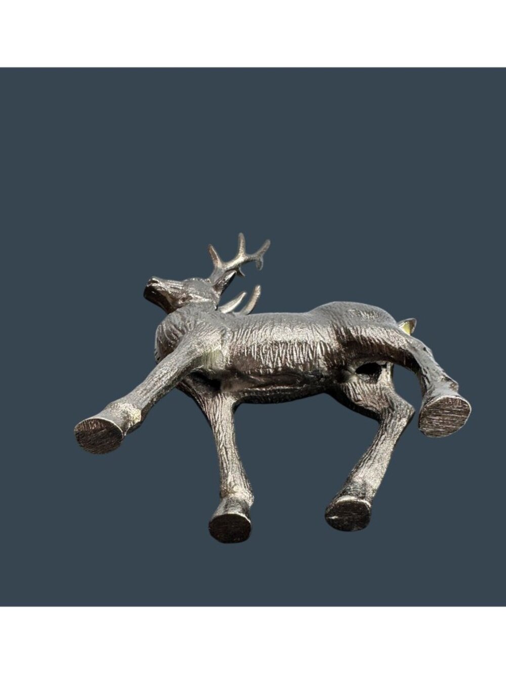 Vintage Silver Metal Deer Figurine Stag Buck Statue Rustic Lodge Woodland Decor - Picture 8 of 8